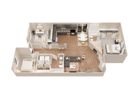 a1 floor plan  1 bedroom with 2 baths  1192 square feet
